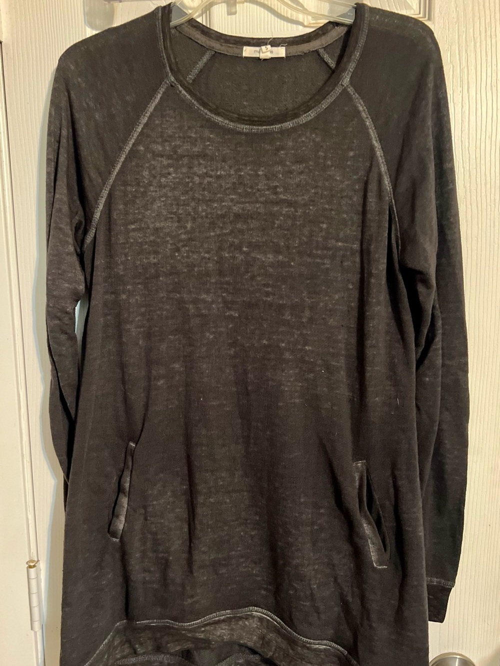 Charcoal Pullover Sweatshirt with Front Pockets